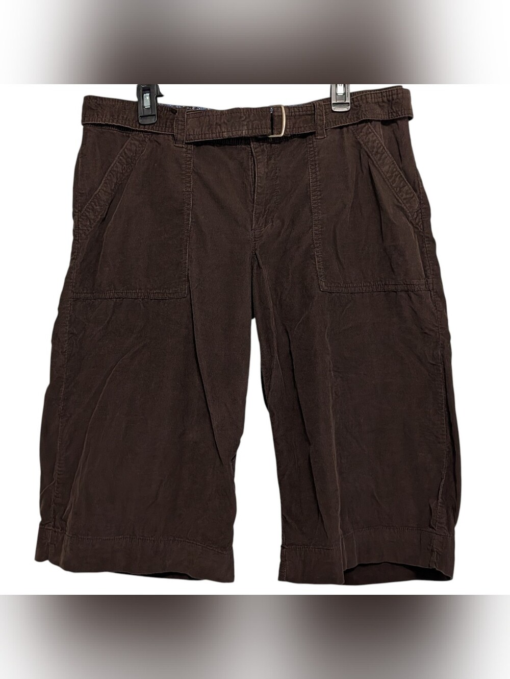 Old Navy Womens Size 14 Longline Shorts Capris Corduroy Chocolate Brown Y2K